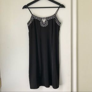 AQUA Embroidered Satin Slip Dress
